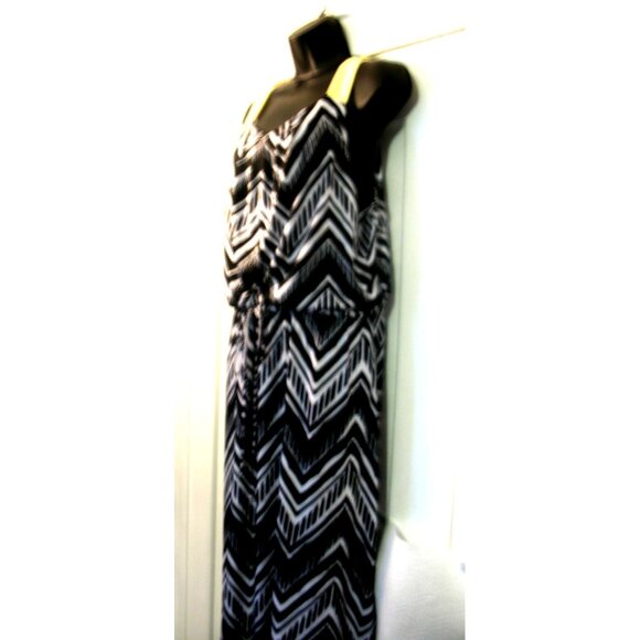 Notations Maxi Shift Retro Dress  Plus Size Large, Black/White/Yellow - Picture 7 of 15